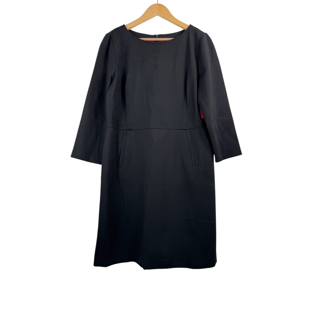 Spanx Women's Perfect Shift Dress 3/4 Sleeves Zippered Classic Black sz L